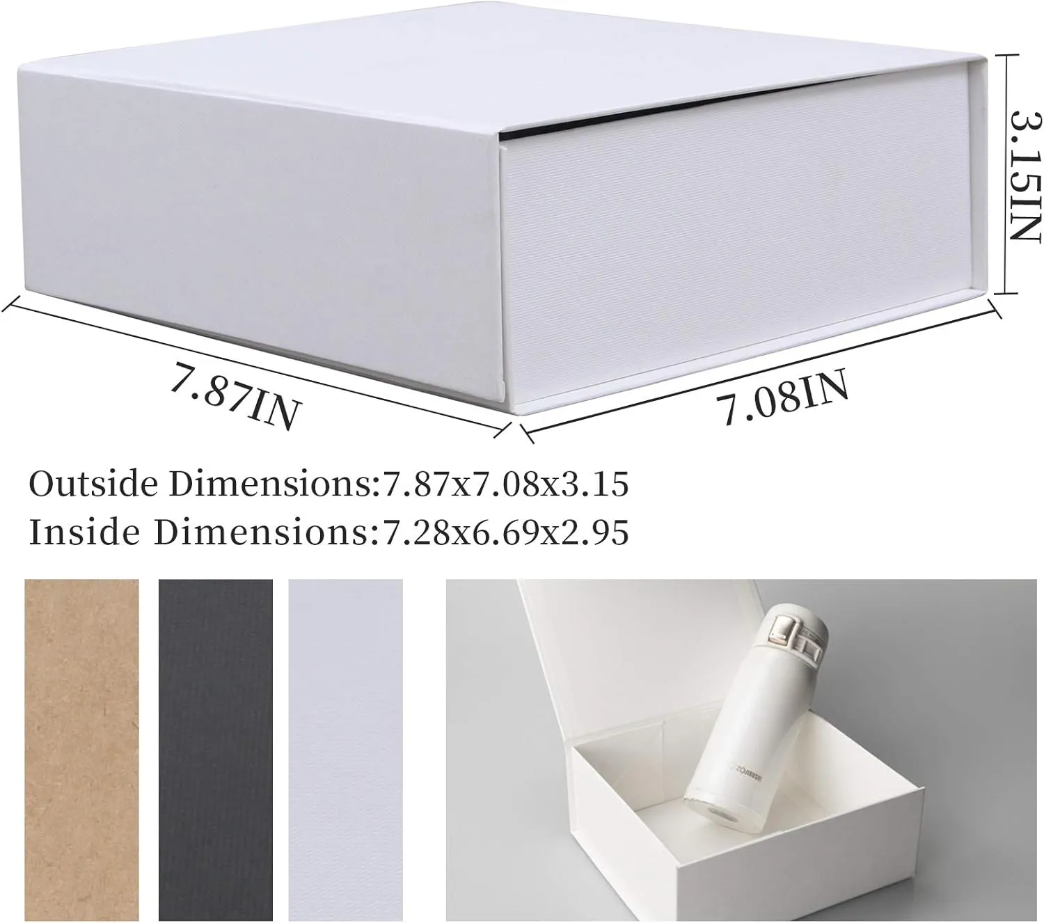 Rsgift 7.8x7x3.1 Inches,White Gift Box with Lid,Collapsible Groomsmen Proposal Box with Magnetic,Gift Boxes for Presents,Wedding,Christmas,Birthday