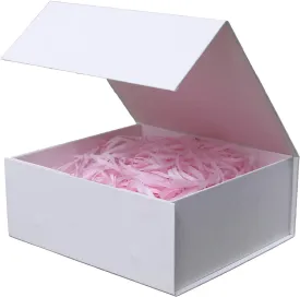 Rsgift 7.8x7x3.1 Inches,White Gift Box with Lid,Collapsible Groomsmen Proposal Box with Magnetic,Gift Boxes for Presents,Wedding,Christmas,Birthday