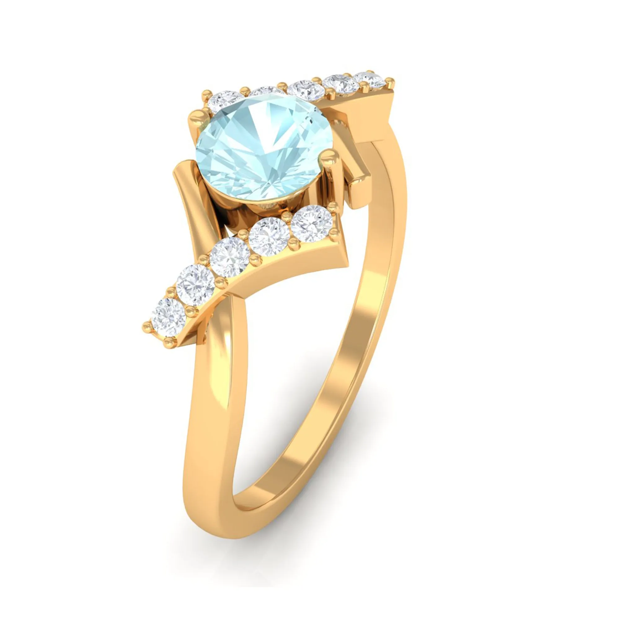 Sky Blue Topaz and Diamond Designer Promise Ring