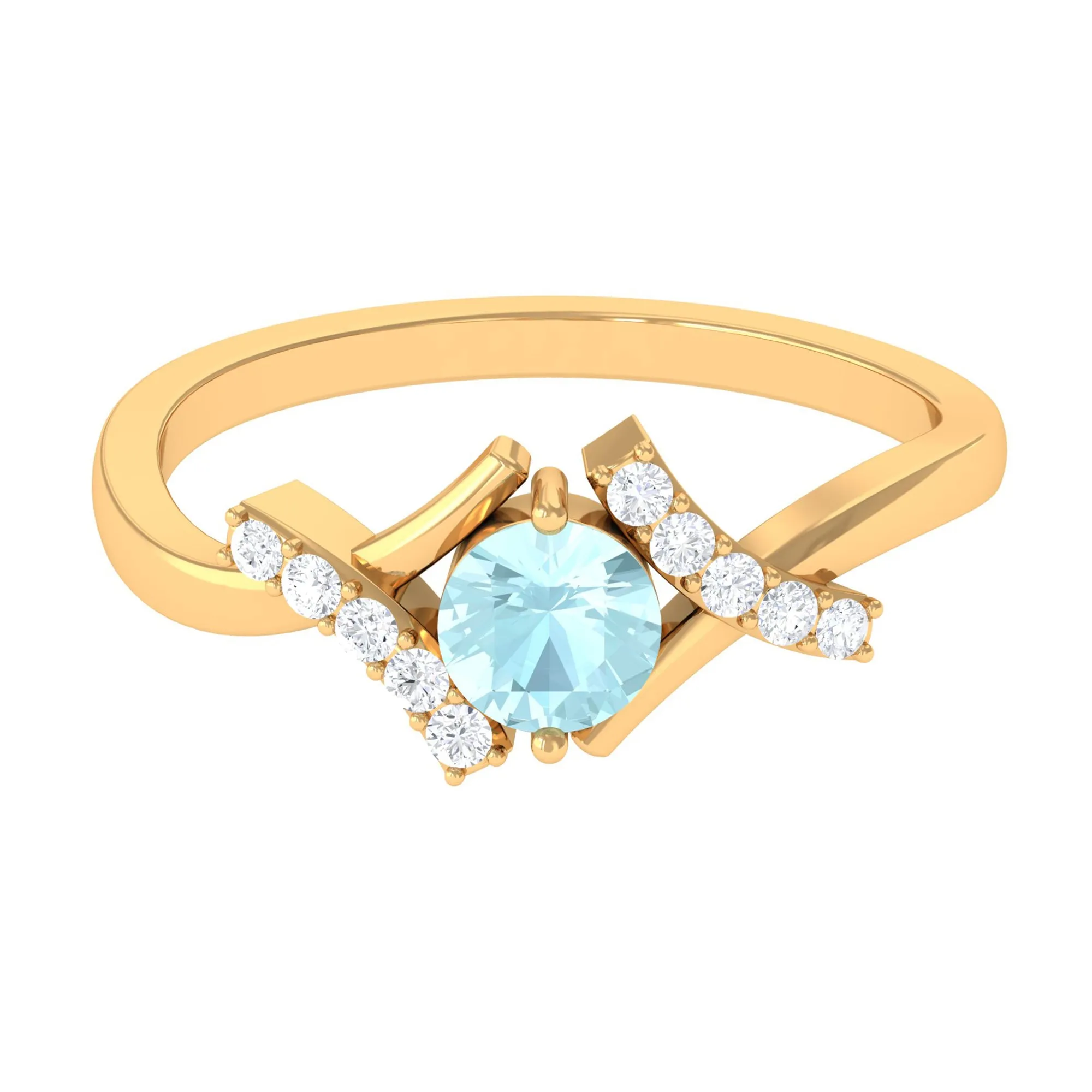 Sky Blue Topaz and Diamond Designer Promise Ring