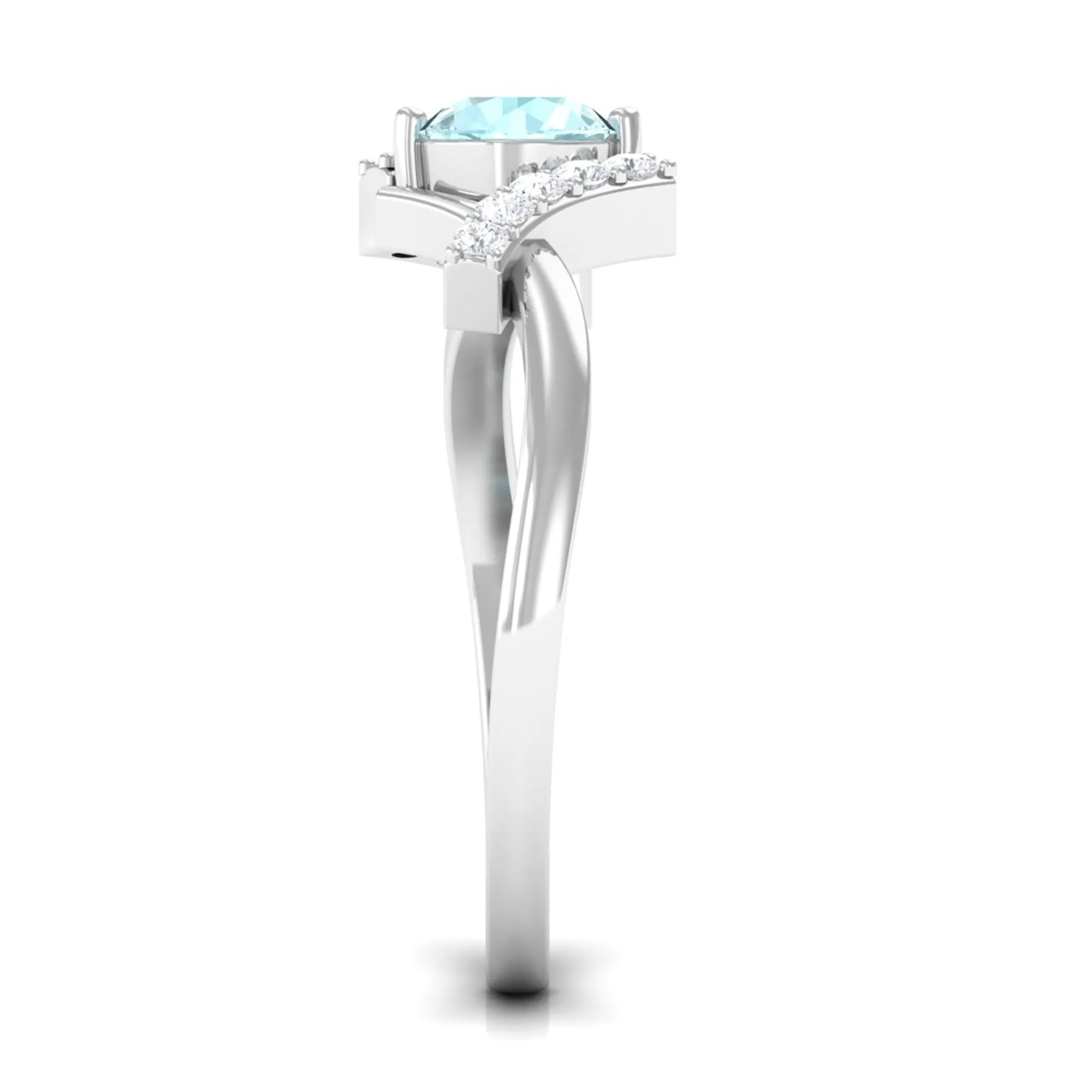 Sky Blue Topaz and Diamond Designer Promise Ring