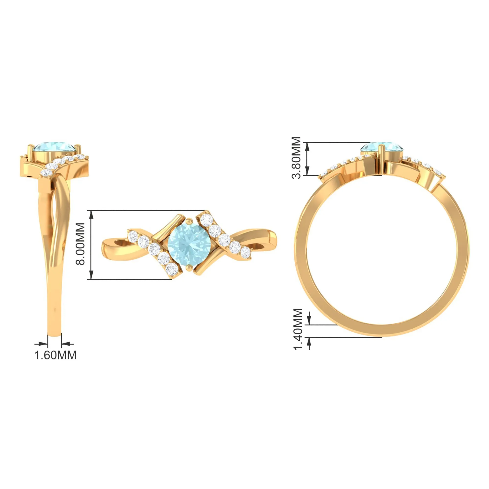 Sky Blue Topaz and Diamond Designer Promise Ring