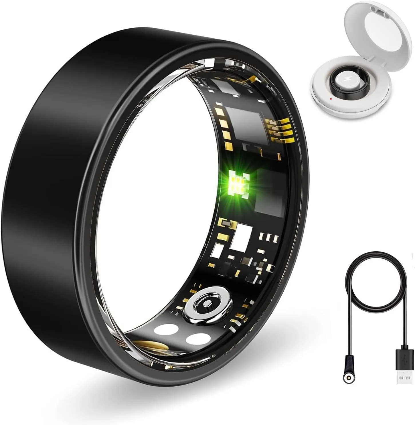Smart Health Ring for Women Men Fitness Tracker with Heart Rate, Blood Oxygen,Sleep Monitoring, Step Counting, IP68 Waterproof for iPhone and Android, No Subscription Fee (Black, 10)