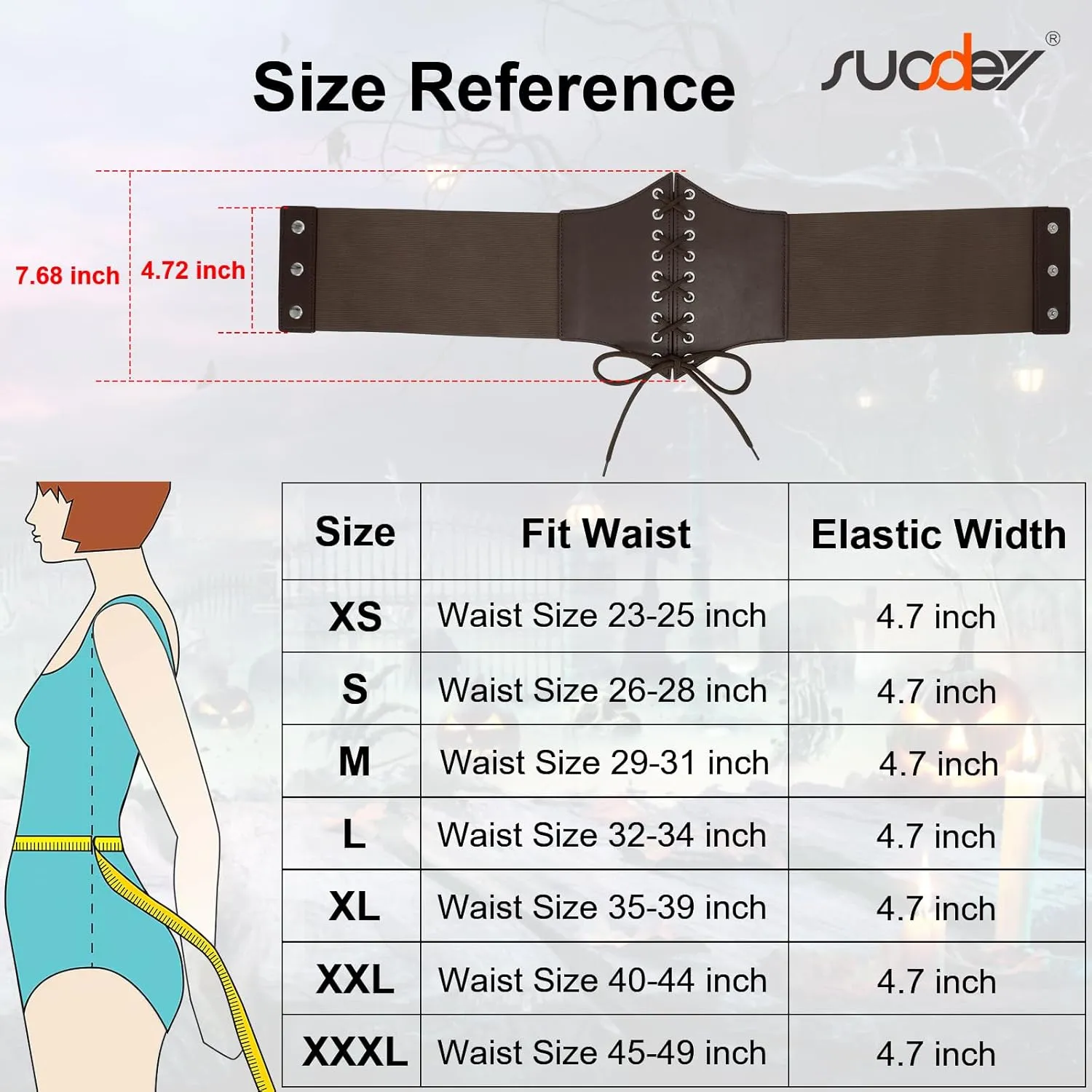 SUOSDEY Lace-up Cinch Bustiers Corset Belt for Women, Elastic Tie Waspie Wide Costume Waist Belt for Renaissance Halloween