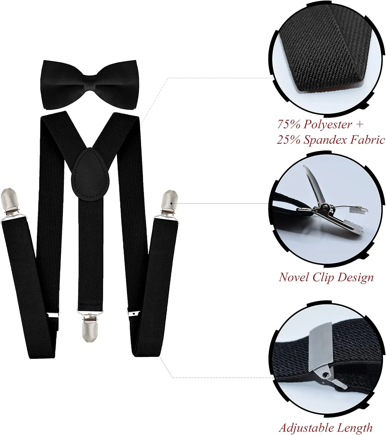 trilece Child Kids Boys Girls Suspenders Bow Tie Set Adjustable Y Back Toddler Baby Infant Suspender Bowtie