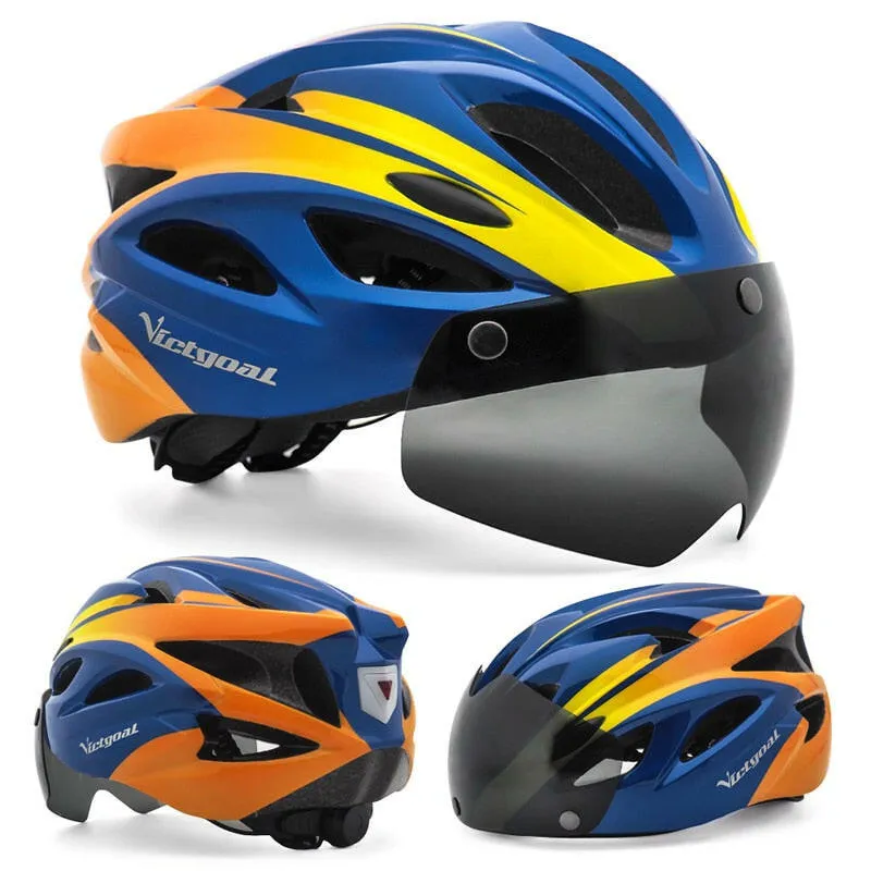 VICTGOAL Bicycle Helmet For Men Taillight Magnetic Goggles UV400 Lens Sun Visor Cycling Helmets MTB Electric Scooter Bike Safety