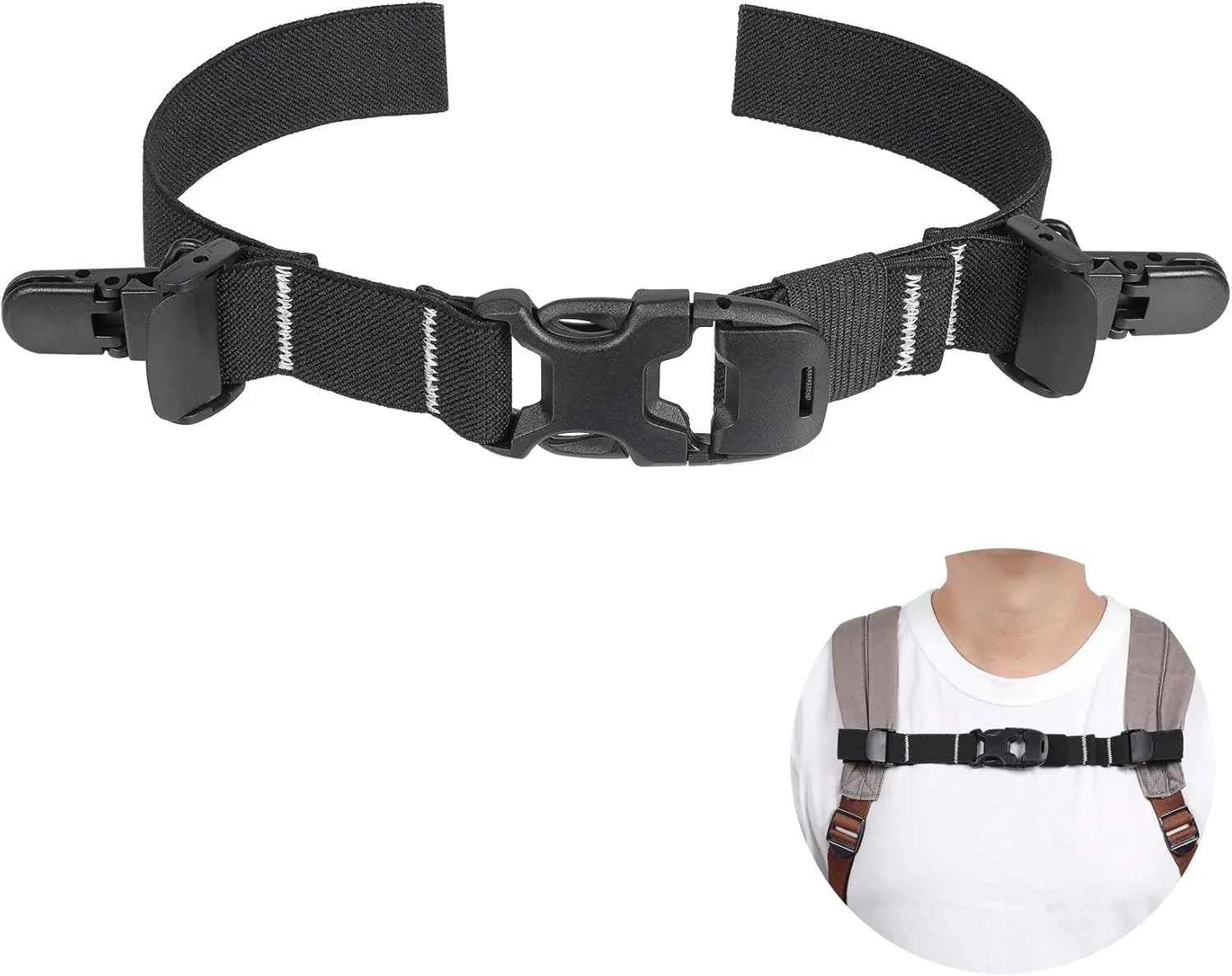 Vigorport Backpack Chest Strap Add on, Elastic Backpack Sternum Strap, Heavy Duty Adjustable Chest Belt with Quick Release Buckle