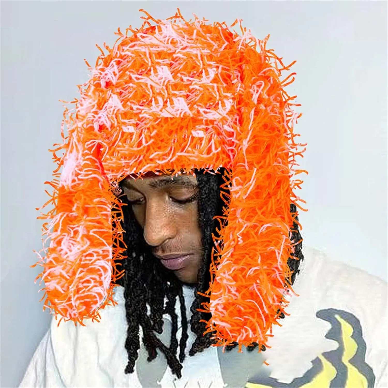 Winter Fur Hat Plush Drooping Rabbit Hat Shape Messy Yarn Multi-Color Warm Windproof Fashion Hip Hop Fuzzy Hat