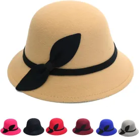 Women Winter Warm Bucket Hat Cloche Hats for Women Vintage Bowler Cap Floral Fedora Bucket Caps (Khaki, One Size)