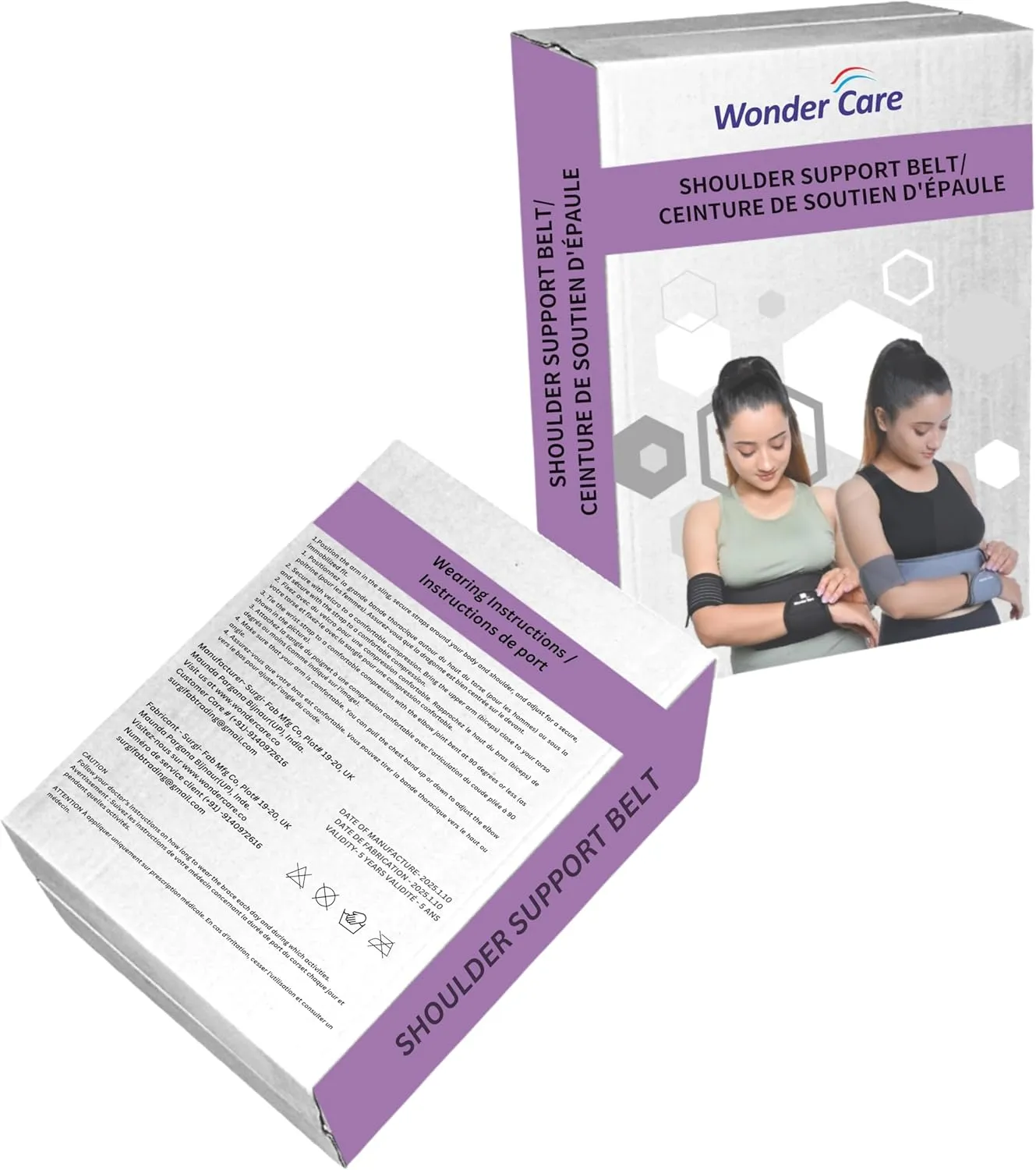 Wonder Care-Left Right Shoulder Immobilizer Arm Sling Elastic Brace for Clavicle Collar Bone Dislocation Subluxation Shoulder stabilizer Compression Brace After Rotator Cuff Surgery- Black-Size 1
