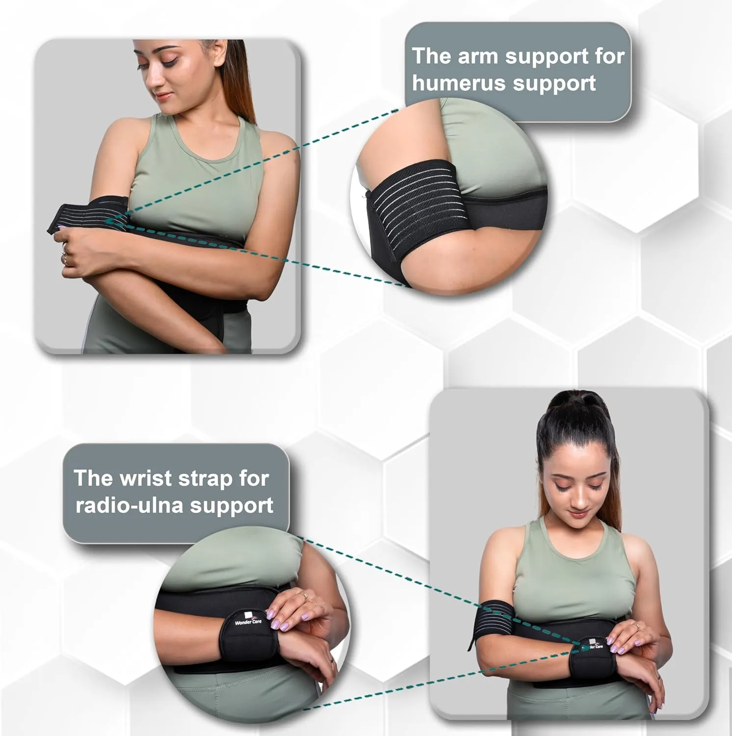Wonder Care-Left Right Shoulder Immobilizer Arm Sling Elastic Brace for Clavicle Collar Bone Dislocation Subluxation Shoulder stabilizer Compression Brace After Rotator Cuff Surgery - Black-Size 4