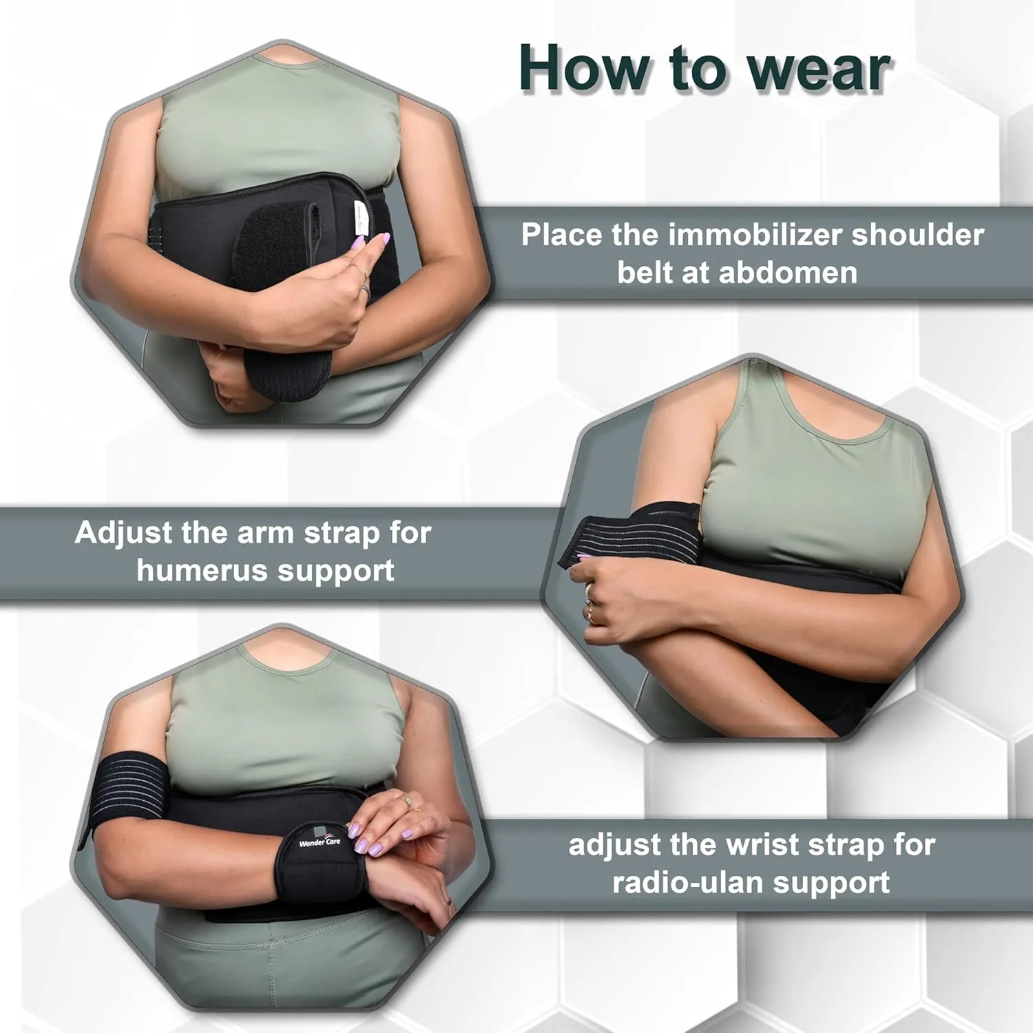 Wonder Care-Left Right Shoulder Immobilizer Arm Sling Elastic Brace for Clavicle Collar Bone Dislocation Subluxation Shoulder stabilizer Compression Brace After Rotator Cuff Surgery - Black-Size 4