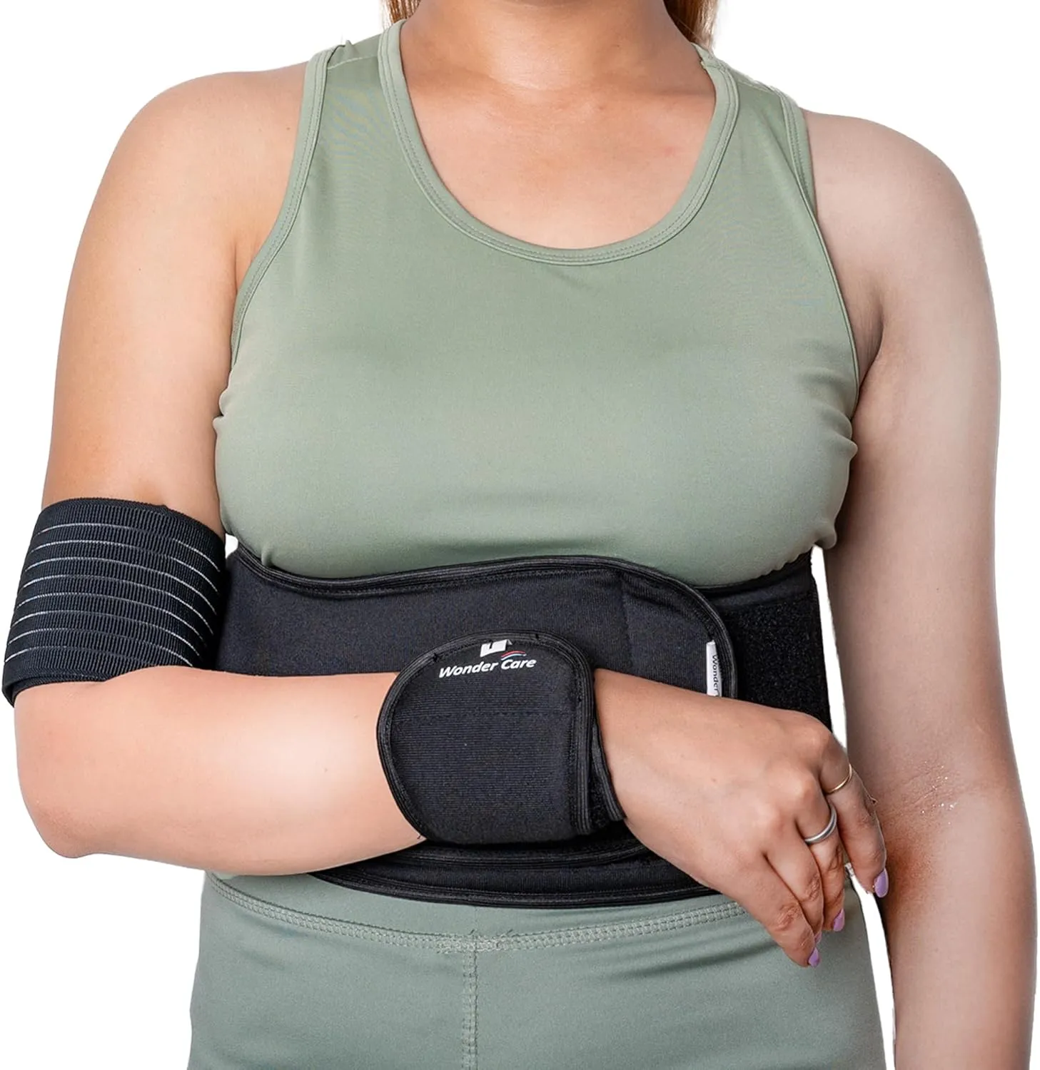 Wonder Care-Left Right Shoulder Immobilizer Arm Sling Elastic Brace for Clavicle Collar Bone Dislocation Subluxation Shoulder stabilizer Compression Brace After Rotator Cuff Surgery - Black-Size 4