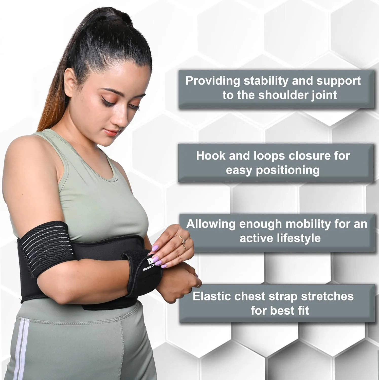 Wonder Care-Left Right Shoulder Immobilizer Arm Sling Elastic Brace for Clavicle Collar Bone Dislocation Subluxation Shoulder stabilizer Compression Brace After Rotator Cuff Surgery - Black-Size 4