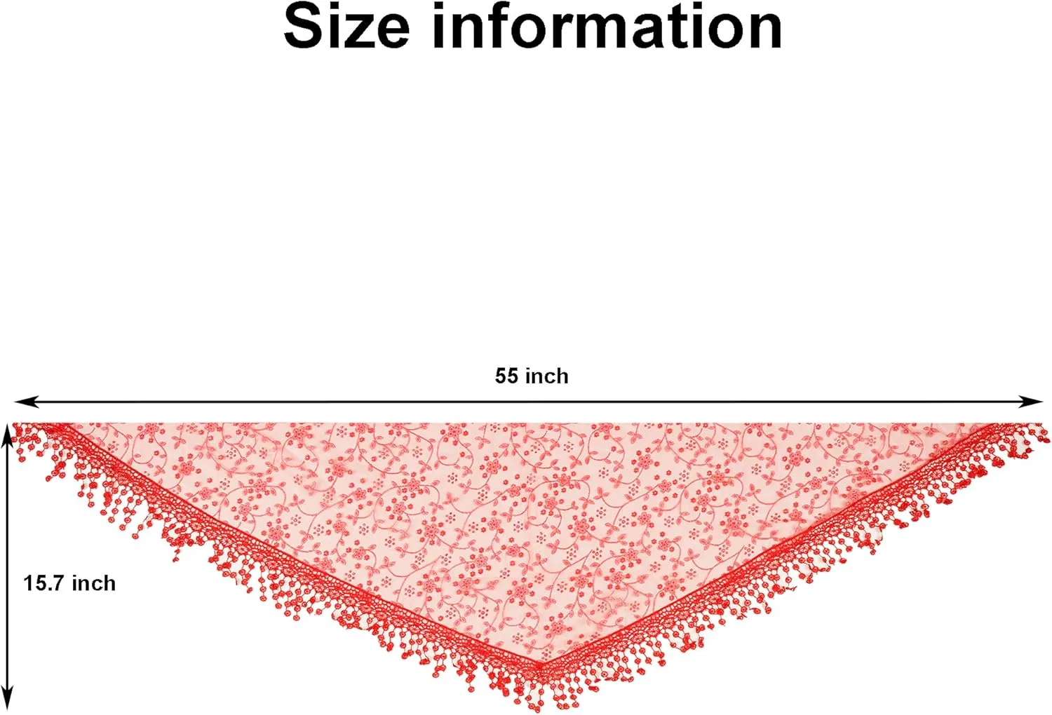 YOUR SMILE Lightweight Soft Leaf Lace Fringes Triangular Floral Fashion Towel Scarf Wrap for Women